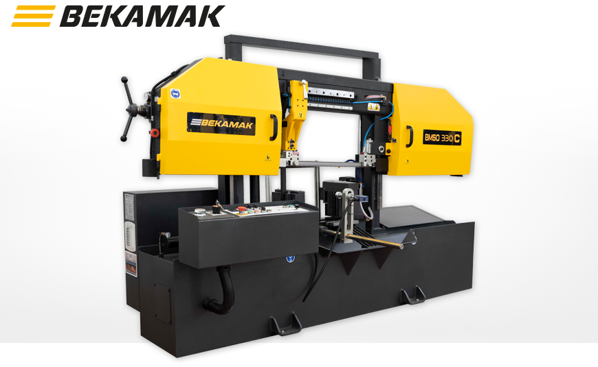 Vollautomatische Horizontal-NC-Bandsäge BEKA-MAK BMSO 330 SH NC mit zwei Hydraulikschraubstöcken