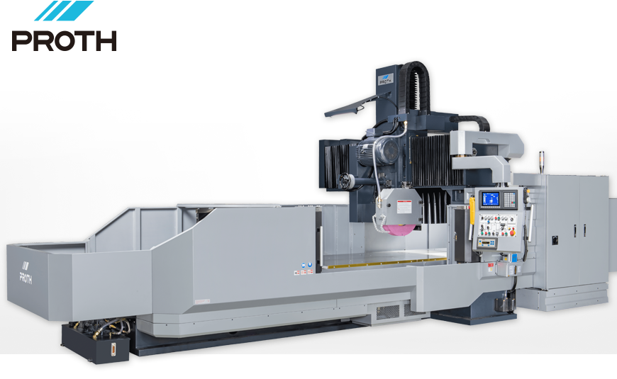 Portalflachschleifmaschine PROTH PSGP 1225 AHR mit Teil-Spritzschutzverkleidung mit Fenstern (oben offen)
