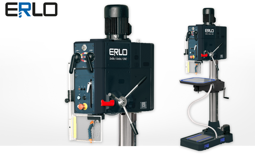 Getriebe-Säulenbohrmaschine ERLO SX / AX / BX mit manuellen oder automatischen Bohrvorschüben