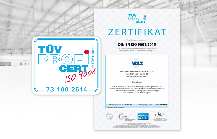 TÜV Profi Cert ISO 9001 Siegel und Zertifikat 